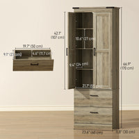 67" Tall Kitchen Pantry Storage Cabinet, Kitchen Pantry Cabinet with Doors, Drawers and Adjustable Shelves, Light Ivory