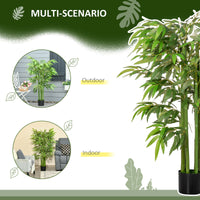 4.6FT Artificial Bamboo Tree Faux Decorative Plant in Nursery Pot for Indoor Décor