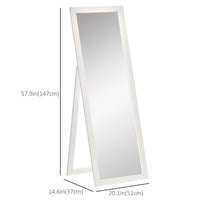 58" x 20" Full Length Mirror with Frame, Floor Standing Mirror, Rectangular Full Body Mirror for Bedroom, Living Room, White