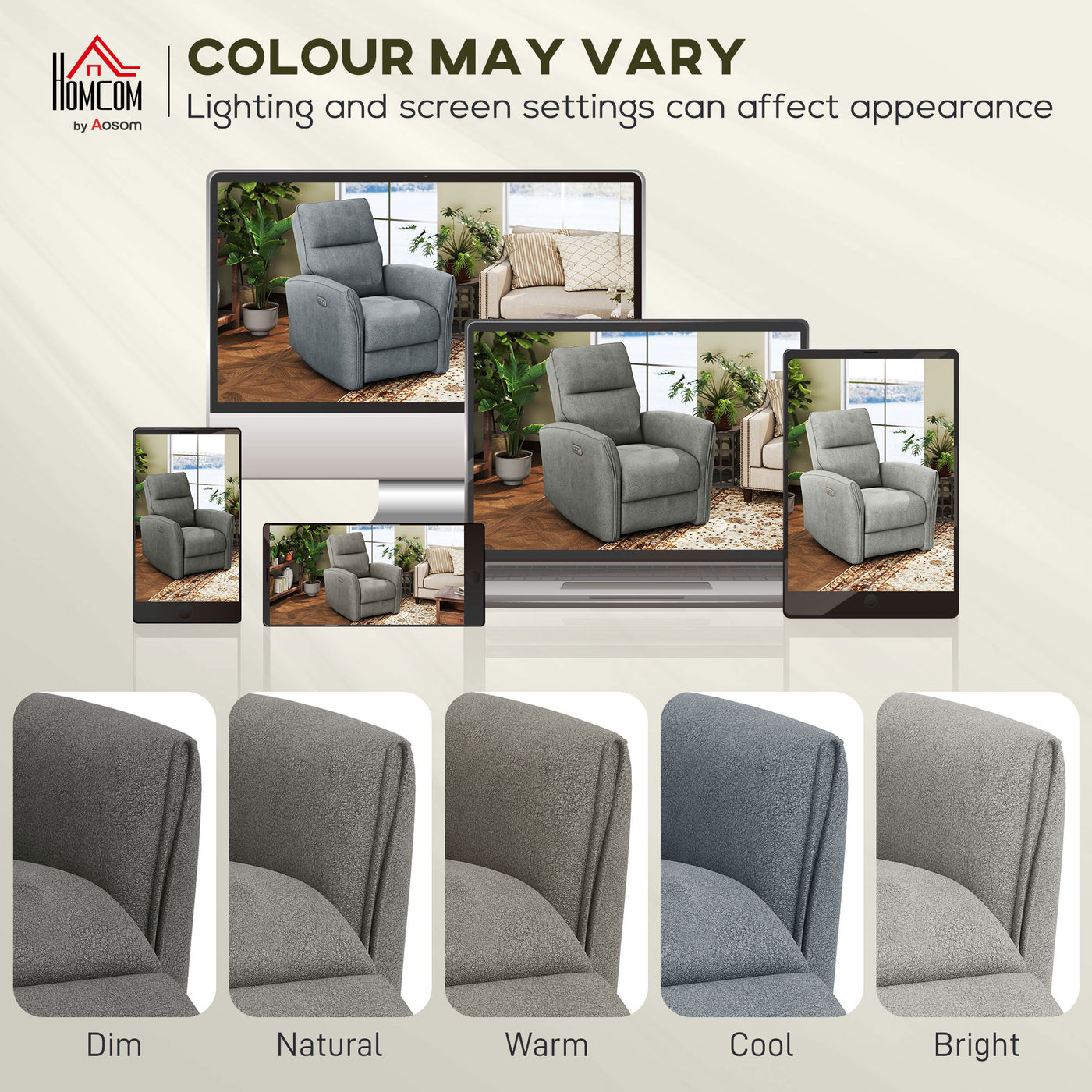Power Recliner Chair, Dyed Fabric (Like Leathaire) Upholstered Recliner Chair with USB Ports, Footrest, Grey
