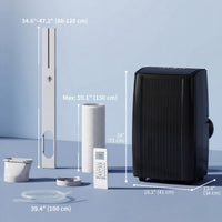 14000 BTU 5-in-1 Portable Air Conditioner with Cool, Heat, Dehumidifier, Fan, Sleep, WiFi Voice Control, Black