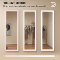 LED Mirror with Dimmable and 3 Colour Lights, 64" x 21" Rectangular Full Body Mirror for Bedroom Living Room, Pink