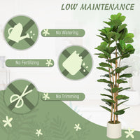 6FT Artificial Fiddle Leaf Fig Tree, Fake Potted Tree with Solid Wood Trunks and Lifelike Leaves for Indoor Decor, Green