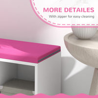 Multi-Purpose Bookshelf with 5 Cubes, 5-Cubby Bookcase with Cushioned Reading Nook and Storage Shelves, Pink