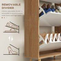 Slim Shoe Storage Cabinet with 3 Flip Drawers and Adjustable Shelves, Shoe Cabinet for 18-24 Pairs, White