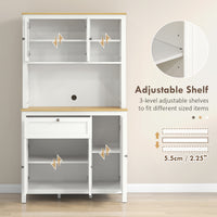 71" 5-Door Kitchen Pantry Cabinet, Freestanding Storage Cabinet Cupboard with Adjustable Shelves, White