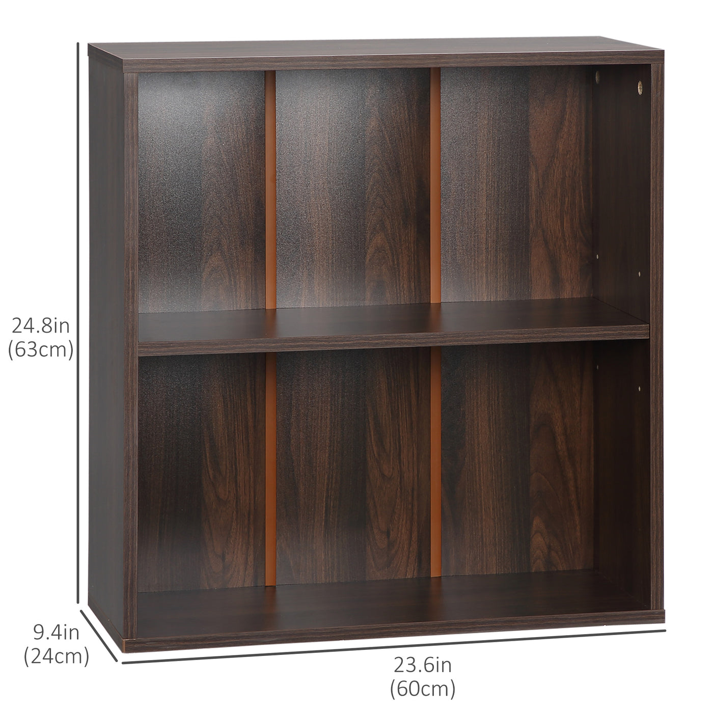 Wood Small Bookshelf 2 Tier Storage Rack Chest Unit Home Office Furniture Walnut