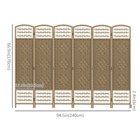 6 Panel Folding Room Divider, Portable Privacy Screen, Wave Fiber Room Partition for Home Office, Natural