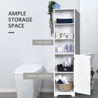 Tall Bathroom Storage Cabinet, Freestanding Tower Cabinet with Adjustable Shelf, 3 Open Shelves, White