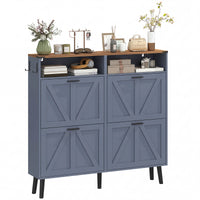 Shoe Storage Cabinet with 4 Flip Drawers, Farmhouse Narrow Shoe Cabinet, Holds Up to 24 Pairs, Blue