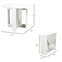 Folding Dining Table, 41" Drop Leaf Table for Small Spaces, Oval Foldable Table for Kitchen, Dining Room, White