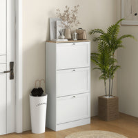 Modern Shoe Storage with 3 Flip Drawers and Adjustable Shelves, Shoe Cabinet Organizer for 12-18 Pairs of Shoes, White