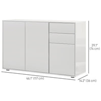 Kitchen Sideboard Storage Cabinet, Modern Coffee Bar with Push-Open Design and 2 Drawers for Living Room, White