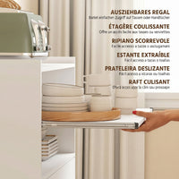 Microwave Cart with Wheels, Microwave Stand with Worktop, Open Shelves and Drawer, Storage Cabinet, White