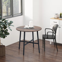 Ф31.5" Dining Room Table, Industrial Style Kitchen Table Round  with Steel Legs, Rustic Brown
