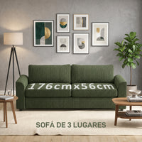 3 Seater Sofa, 83.5" Modern Upholstered Couch with Pocket Spring and 2 Scatter Cushions for Living Room, Green