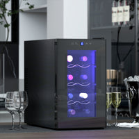 Quiet Wine Cooler Refrigerator, 8 Bottle, Beverage Wine Fridge with Glass Door, Temperature Control, for Champagne