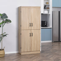 70" 4-Door Storage Cabinet, Freestanding Pantry Cabinet with Adjustable Shelves for Living Room, Natural