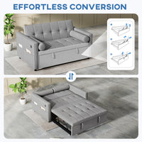 Pull Out Sofa Bed, Sleeper Sofa Couch with USB Ports, Small Linen Loveseat Futon Couch for Living Room, Grey