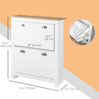 Modern Shoe Cabinet with 2 Flip Drawers and Adjustable Shelves, 12 Pair Shoe Storage Organizer for Hallway, White