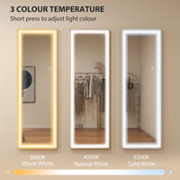 LED Mirror with Dimmable and 3 Colour Lights, 64" x 21" Rectangular Floor Mirror for Bedroom Living Room, Gold