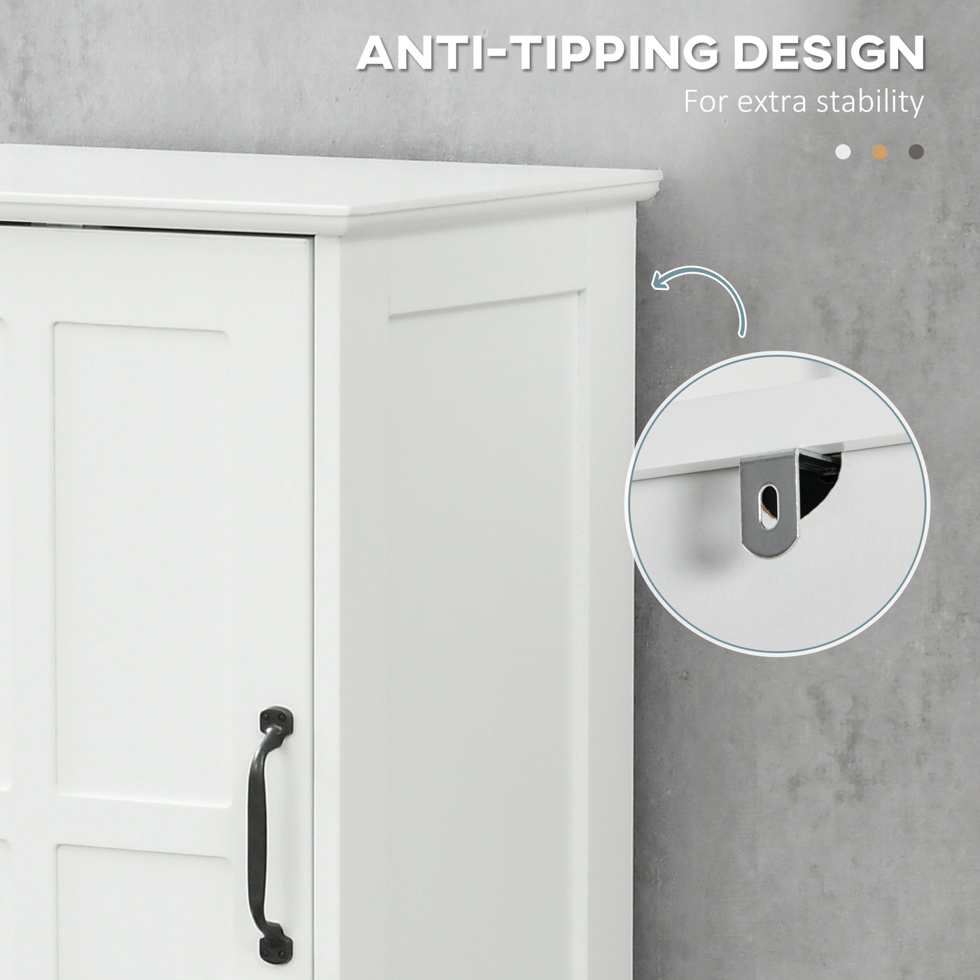 Modern Bathroom Cabinet, Narrow Bathroom Vanities with Open Shelf Drawer Recessed Doors and Adjustable Shelves White