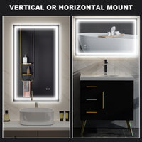 39" x 24" Bathroom Mirror with LED Lights, Wall Mounted Vanity Mirror with Anti-Fog Pad and Touch Button, Clear