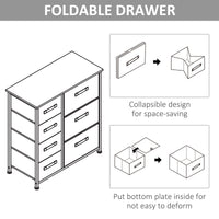 Dresser with 7 Drawers, Chest of Drawers with Metal Frame, Fabric Dresser for Living Room, Light Grey