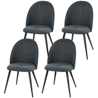 Set of 4 Modern Dining Chairs, Velvet Upholstered Kitchen Chairs with Steel Legs for Living Room, Dark Grey