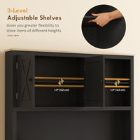 69" Pantry Cabinet with Charging Station, Kitchen Cabinet with Microwave Stand, Tilt-Out Trash Can Cabinet, Black