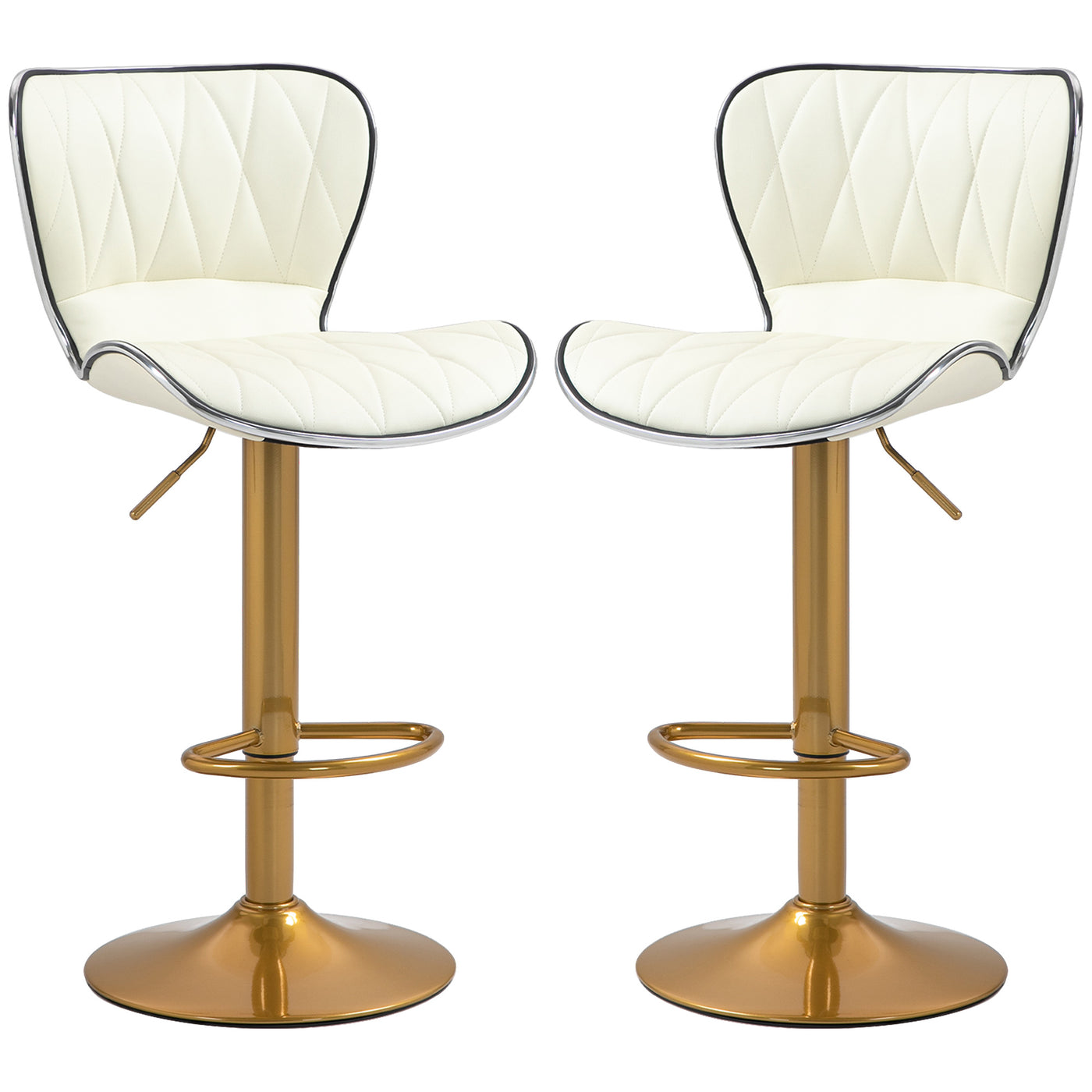 Counter Height Bar Stools Set of 2, Adjustable Height Bar Chairs with Swivel Seat, PU Leather Upholstery