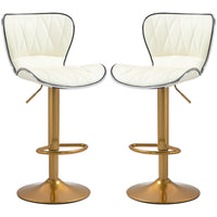 Counter Height Bar Stools Set of 2, Adjustable Height Bar Chairs with Swivel Seat, PU Leather Upholstery