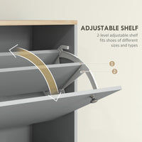 Entryway Shoe Storage Small Modern Flip-Flop Shoe Cabinet with 3 Flip Drawers Adjustable Shelves for 24 Pairs of Shoes, Grey