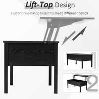 39" Modern Lift Top Coffee Table with Hidden Storage Compartment, Center Table for Living Room, Black