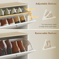 Modern Shoe Storage Cabinet with 4 Flip Drawers and Adjustable Shelves, Shoe Cabinet for 18-24 Pairs of Shoes, White