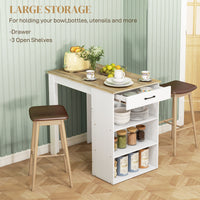 Bar Table with Drawer and 3 Storage Shelves, Bar Height Table, High Top Pub Table for Home Bar, Kitchen, Grey