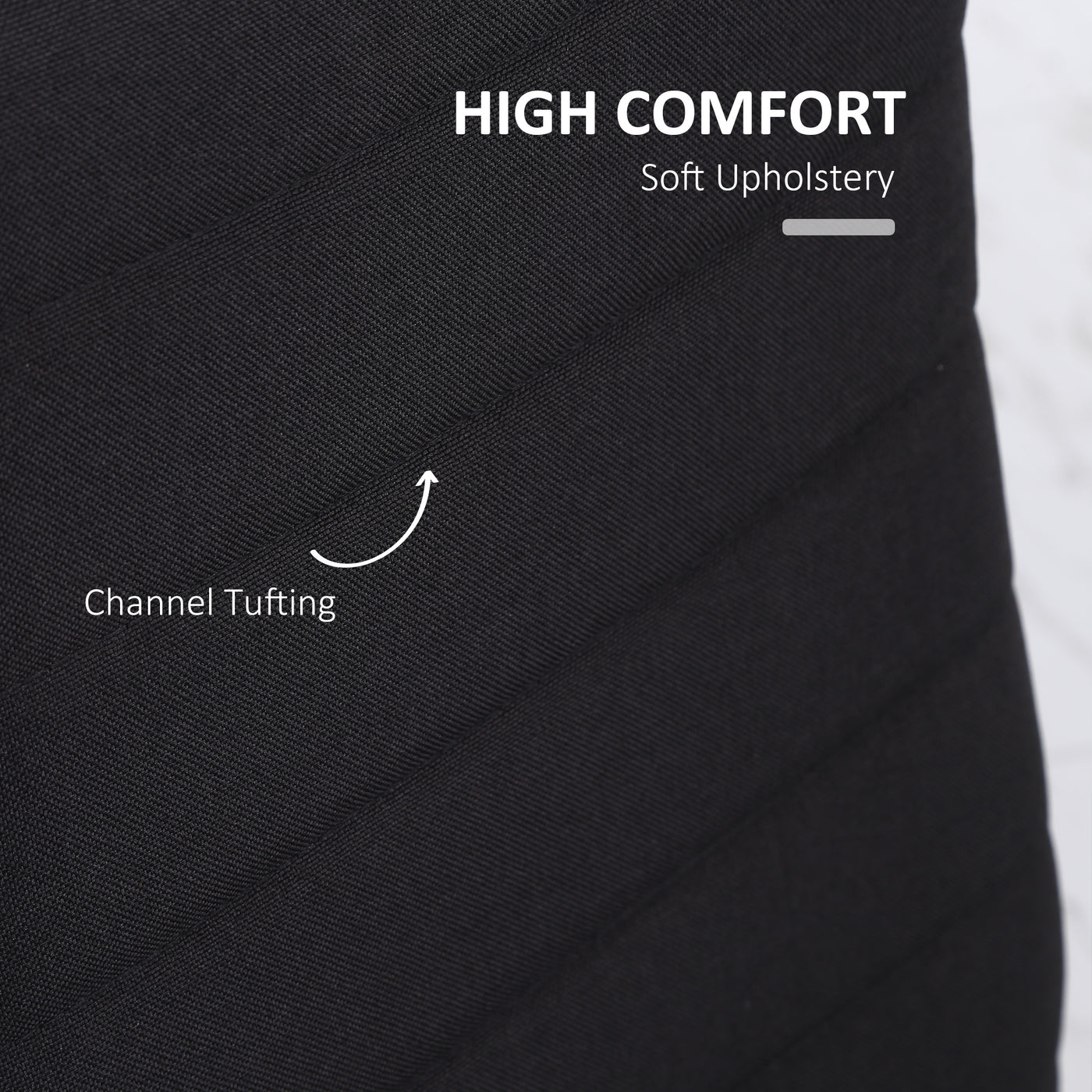 Modern Dining Chairs High Back Upholstered Linen Fabric with Metal Legs for Kitchen Black