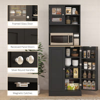 66.5" Tall Kitchen Pantry Cabinet, Kitchen Hutch, Microwave Cabinet with Adjustable Shelves for Dining Room, Black