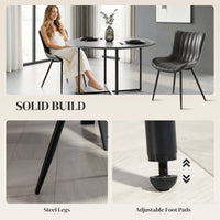 Dining Chairs Set of 2, PU Leather Upholstered Kitchen Chairs with Backrest and Steel Legs, Black