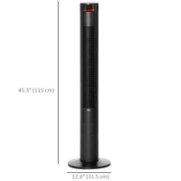 Freestanding Tower Fan Cooling for Home Bedroom with 3 Speed, 12h Timer, Oscillating, LED Panel, Remote Controller, Black