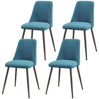 Upholstered Dining Chairs Set of 4, Velvet Accent Chair with Back and Wood-grain Steel Leg for Kitchen, Blue
