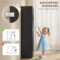 72" Kitchen Pantry Cabinet, Farmhouse Storage Cabinet with 4 Doors, Drawer, 8 Door Shelves and Adjustable Shelf, Black