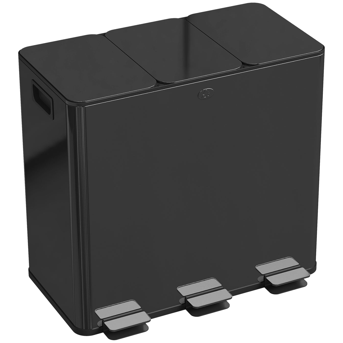 Garbage Bin, Soft-Close Trash Can with Foot Pedal, 3x5 Gallon (3x20 L) Garbage Can with Removable Inner Buckets, Black