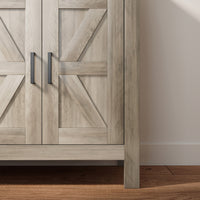 Side Cabinet, Farmhouse Kitchen Storage Cabinet w/ 2 Drawers and Shelves for Living Room, Entryway, Grey