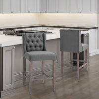 Set of 2 40Inch Button Tufted Bar stools High Counter Dining Height Chairs Grey