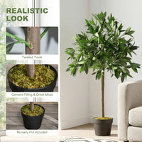 3FT Artificial Laurel Tree Set of 2, Lifelike Fake Plant with 564 Leaves, Potted Fake Plant for Home Office Decor, Green