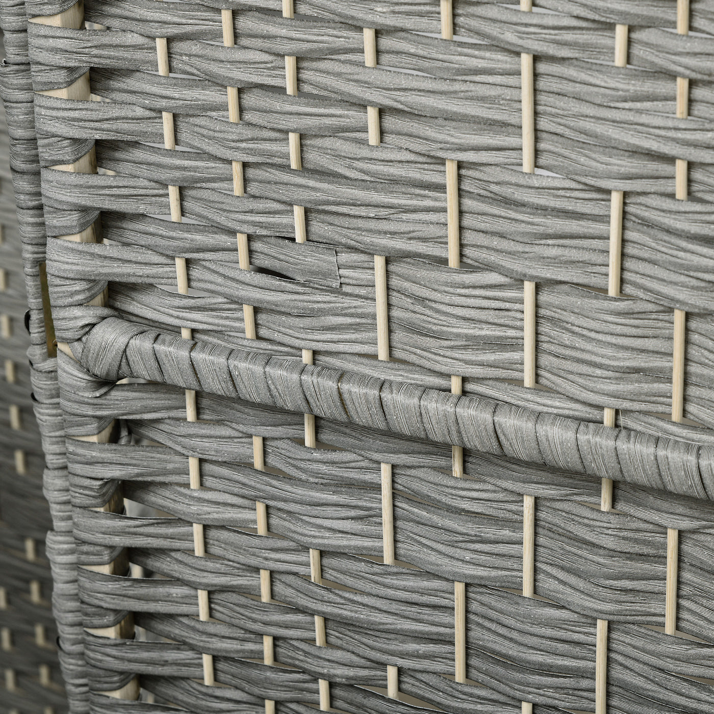 6 Ft Tall Folding Room Divider, 6 Panel Portable Privacy Screen, Hand-Woven Partition Wall Divider, Mixed Grey