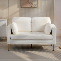 Loveseat Sofa, 55" Small Sofa Couch with 2 Pillows, Metal Legs for Living Room, Bedroom, Apartment, Cream White