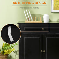 Modern Sideboard Cabinet, Buffet Cabinet with 2 Drawers and Adjustable Shelves, Buffets Tables for Dining Room, Black