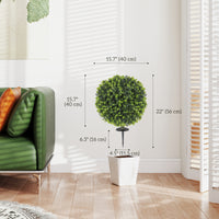 2 Pack 1.3ft Artificial Ball Eucalyptus Topiary with Ground Stake, UV Resistant Faux Greenery for Indoor Outdoor